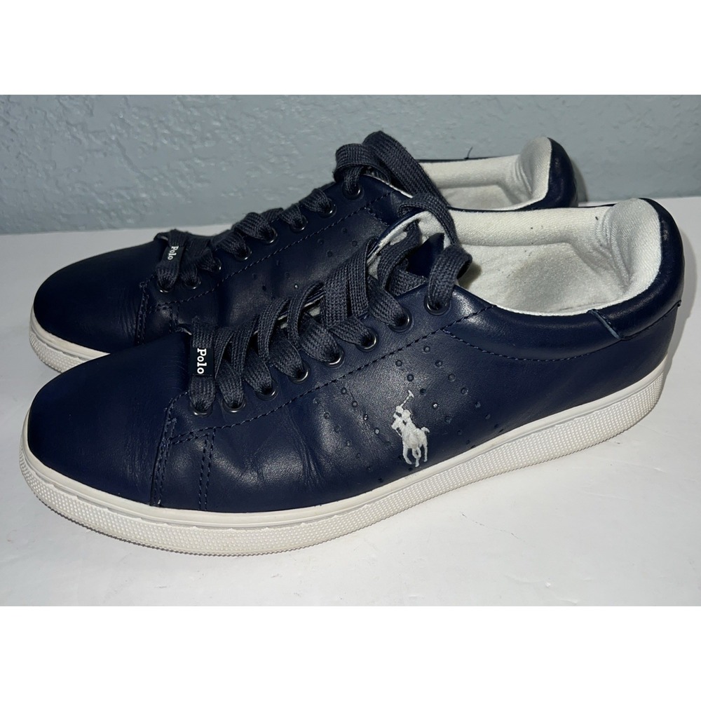 Polo Ralph Lauren Heritage Court II Leather Sneaker Polo Navy Blue US 9.5